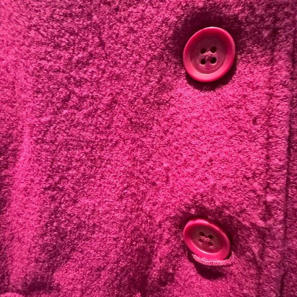 Hot Pink Boiled Wool Lightweight LL Bean XL Petite Coat - Picture 7 of 16